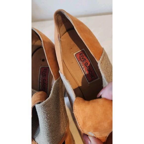 Rare Rive Gauche women Suede wedge Cork Platform Loafer Heels 38 made in Italy - Picture 6 of 9